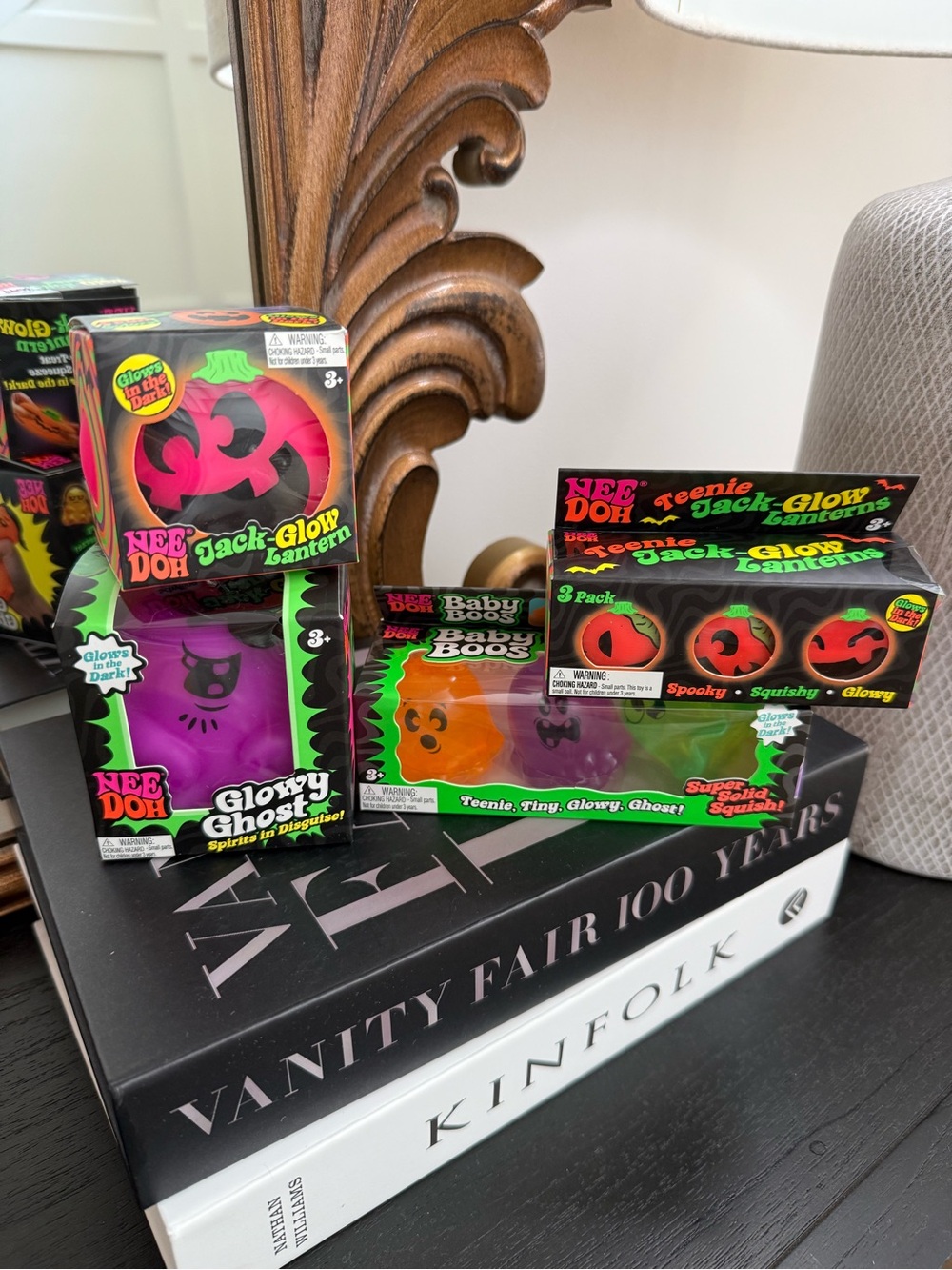 NeeDoh Halloween Jack-O-Glow & Glowy Ghost Toy Set - Purple, Orange, Pink
